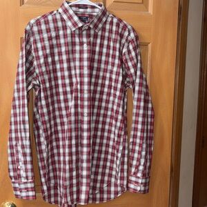 J. Crew Stretch Wrinkle Free Red and White Plaid Button Down Shirt🔥